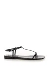 Jil Sander Black Sandals With Ankle Buckle Closure In Leather Woman