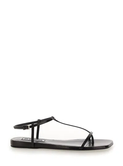 JIL SANDER BLACK SANDALS WITH ANKLE BUCKLE CLOSURE IN LEATHER WOMAN