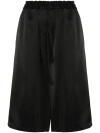 JIL SANDER BLACK SATIN BERMUDA SHORTS