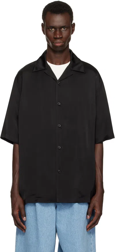 Jil Sander Black Satin Shirt In 001 Black