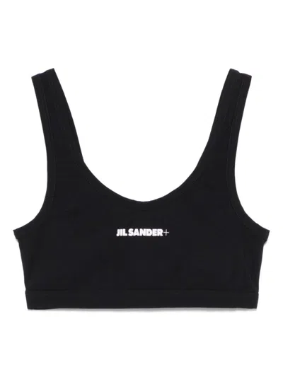 JIL SANDER BLACK SCOOP-NECK BRA