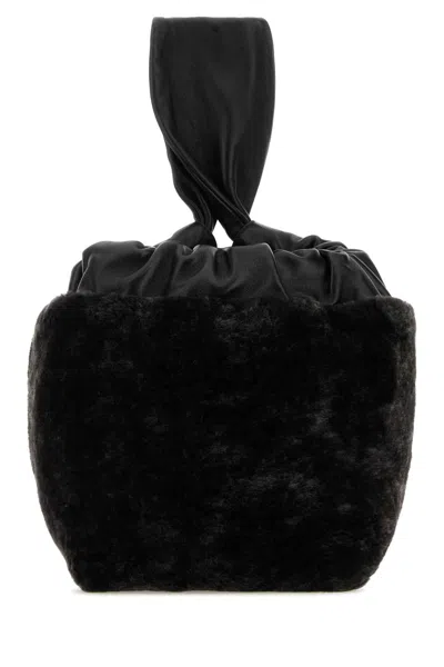 Jil Sander Black Shearling Clutch