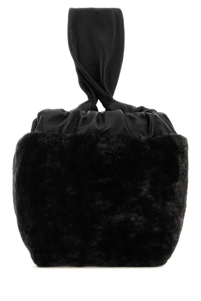 Jil Sander Black Shearling Clutch