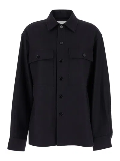 Jil Sander Black Shirt With Buttons In Wool Woman