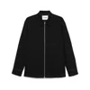Jil Sander Black Zip-up Shirt With Contrasting Stitching In Tech Fabric Man