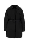 Jil Sander Silk Blend Down Jacket With Belted Waist In Black