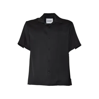 Jil Sander Black Silk Short-sleeve Shirt