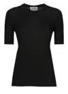 Jil Sander Ribbed Short-sleeve Top In Black