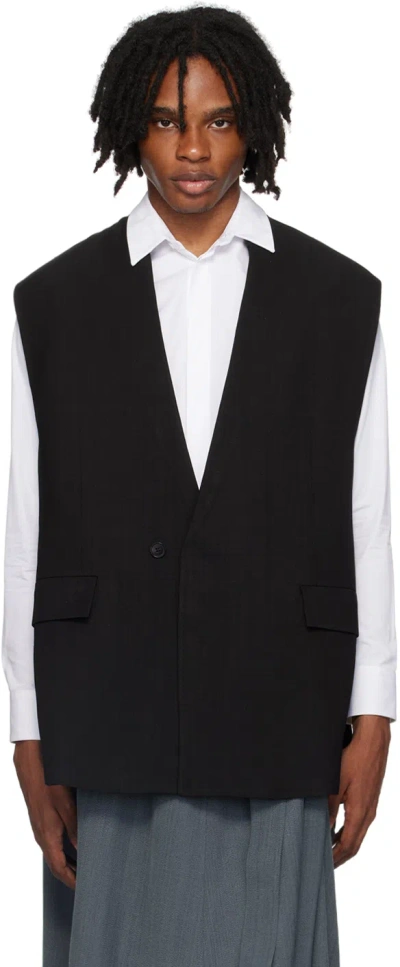 Jil Sander Black Single-breasted Vest In 001 Black
