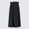 Jil Sander Ruffled Drawstring Midi Skirt In Black