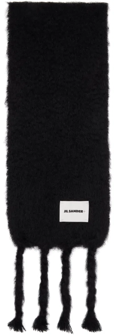 Jil Sander Black Slim Wool Blend Scarf