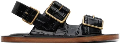 Jil Sander Black Slingback Sandals In 001 Black