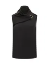 Jil Sander Black Solid Cowl Neck Top In Black