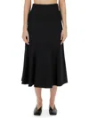 Jil Sander Black Solid Midi Skirt In Black