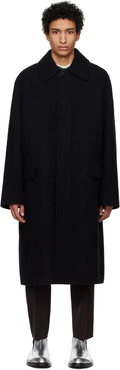 Jil Sander Black Sport Felt Coat In 001 Black