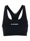 Jil Sander Black Sports Bra With Logo Lettering On The Front In Tech Fabric Stretch Woman In Black