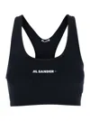 Jil Sander Black Sports Bra With Logo Lettering On The Front In Tech Fabric Stretch Woman In Black