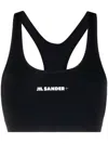 Jil Sander Black Sports Bra With Logo Lettering On The Front In Tech Fabric Stretch Woman In Black