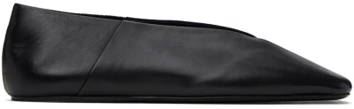 Jil Sander Black Square Toe Ballerina Flats In 001 Black