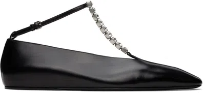 JIL SANDER BLACK SQUARE TOE BALLERINA FLATS