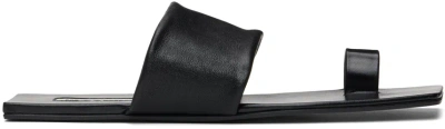 Jil Sander Black Square Toe Flat Sandals In 001 Black