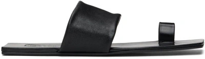 Jil Sander Square Open-toe Leather Sandals In Black