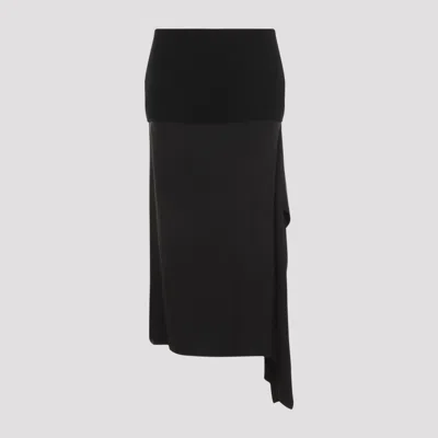 JIL SANDER BLACK STRAIGHT HEM WOOL SKIRT