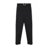 Jil Sander Relaxed Fit Black Wool Pants With Detachable Belt And Turn-up Hem In Black