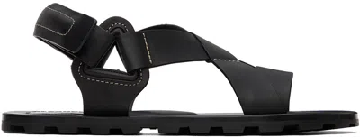 Jil Sander Leather Sandals In Black