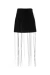 Jil Sander High Waist Mini Skirt Fringe Detail In Black