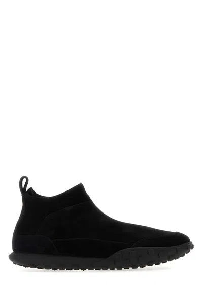 JIL SANDER BLACK SUEDE MOON SLIP ONS