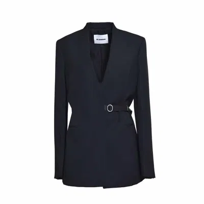 Jil Sander Black Tailored Jacket With Asymmetric Closure