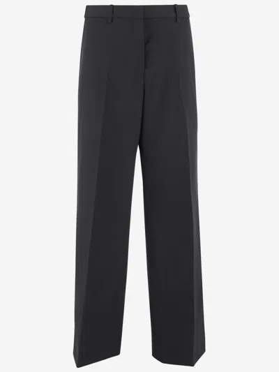 JIL SANDER BLACK TAILORED WOOL GABARDINE PANTS