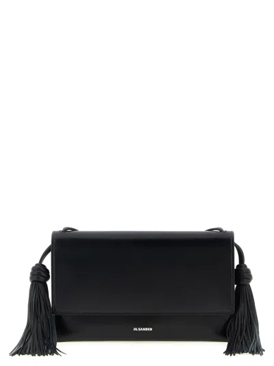 JIL SANDER BLACK TASSEL CROSSBODY BAG