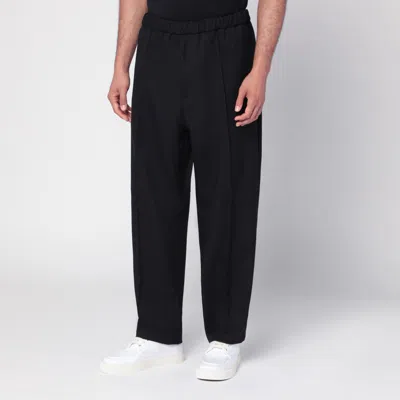 JIL SANDER JIL SANDER BLACK TECHNICAL GABARDINE TROUSERS