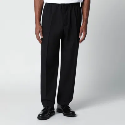 Jil Sander Technical Serge Trousers Straight Leg Pockets In Black