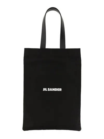 JIL SANDER JIL SANDER BLACK TOTE BAG WITH LOGO
