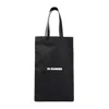 Jil Sander Black Tote Bag With Logo Print In Canvas Woman In Black