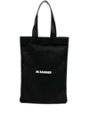Jil Sander Black Tote Bag With Logo Print In Canvas Woman In Black