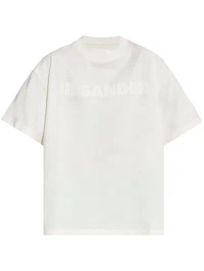 Jil Sander Black Tshirt Oversized Cotton Jersey T-shirt In White