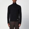 Jil Sander Black Turtleneck Sweater With Logo Patch In Black