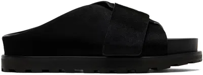Jil Sander Black Velcro Sandals In 001 Black