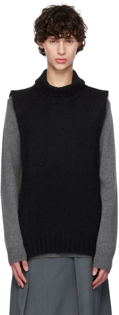 Jil Sander Black Vented Vest In 001 Black
