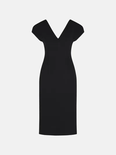 Jil Sander Black Virgin Wool Midi Dress