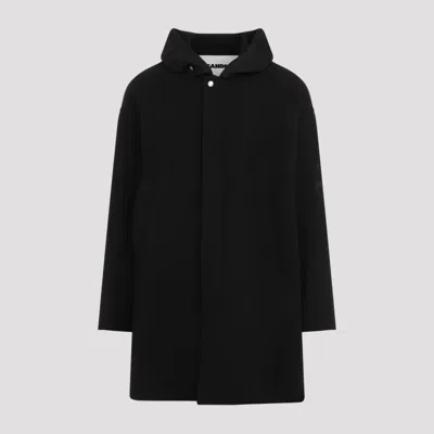 JIL SANDER BLACK VIRGIN WOOL PARKA
