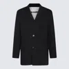 Jil Sander Oversized Wool Jacket Flap Pockets In Black