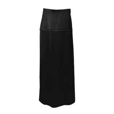 JIL SANDER JIL SANDER BLACK VISCOSE SATIN LONG SKIRT