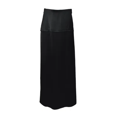 Jil Sander Black Viscose Satin Long Skirt