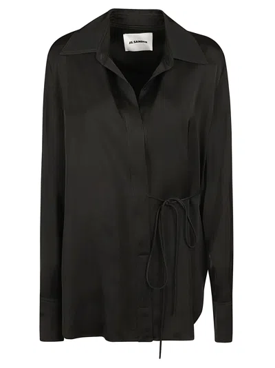 Jil Sander Tie-fastening Wrap Shirt In Black