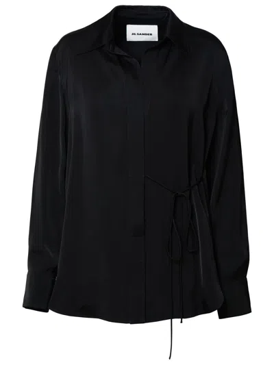 Jil Sander Long Sleeve Shirt With Tie Detail In Black